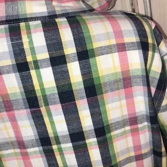 Medrona Lightweight Denim Multi Color Plaid Pullover Windbreaker Top Size Large - Picture 11 of 15